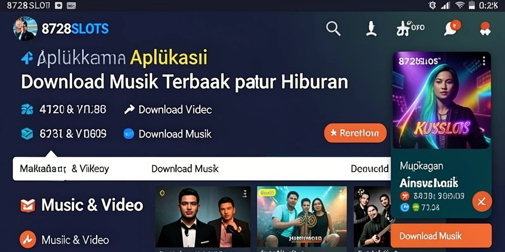 Antarmuka aplikasi 8728SLOTS yang menarik dan fungsional untuk Download Musik.