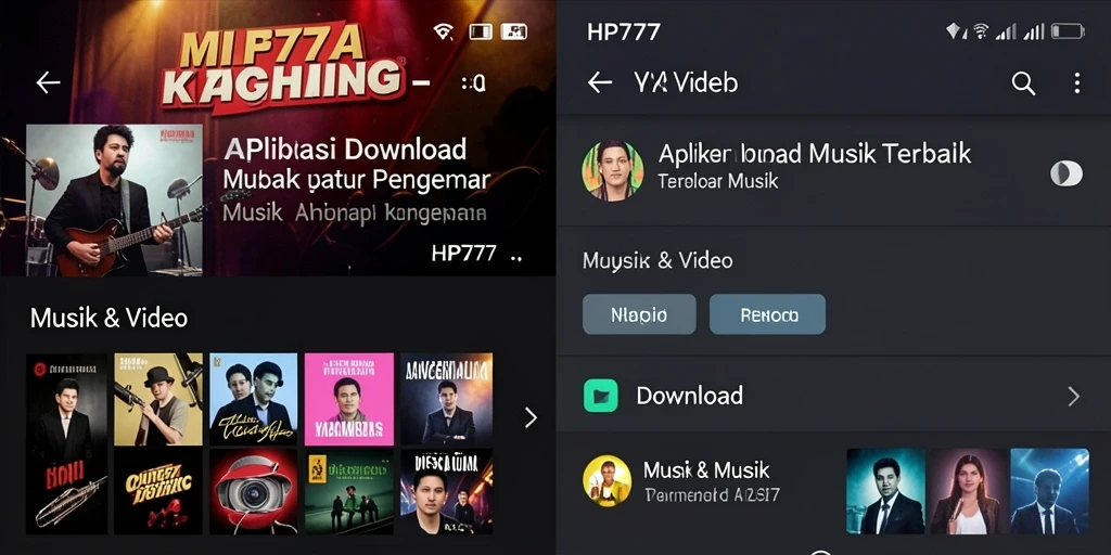 Antarmuka HP777 menampilkan fitur mudah untuk mengunduh musik dan video.