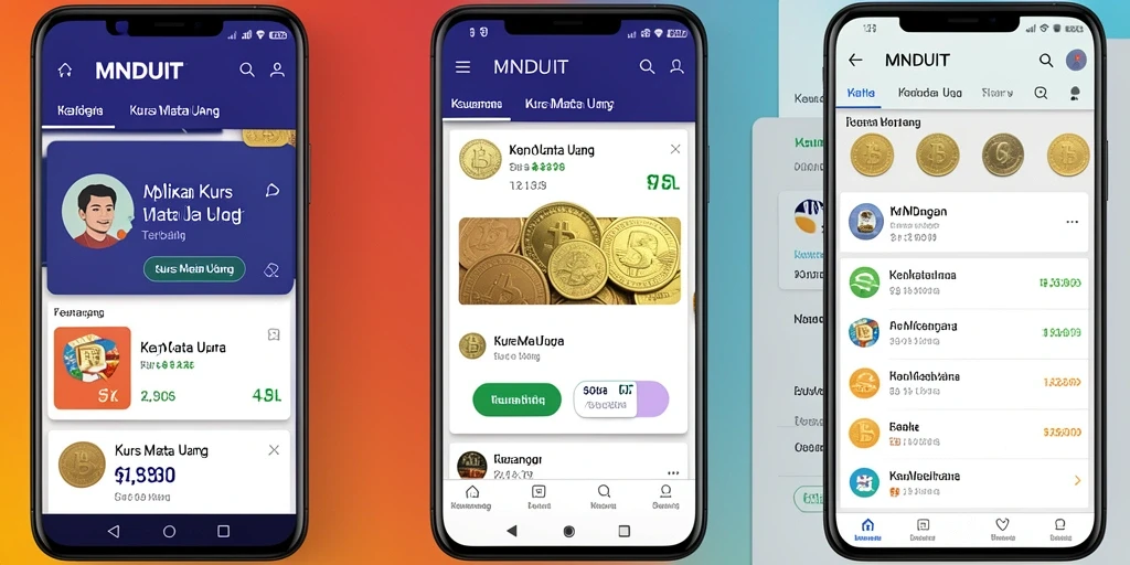 Tampilan antarmuka MNDUIT yang modern dan informatif untuk kurs mata uang.