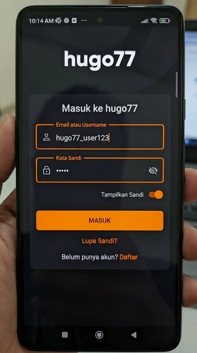 Cara Masuk Akun hugo77 di Android